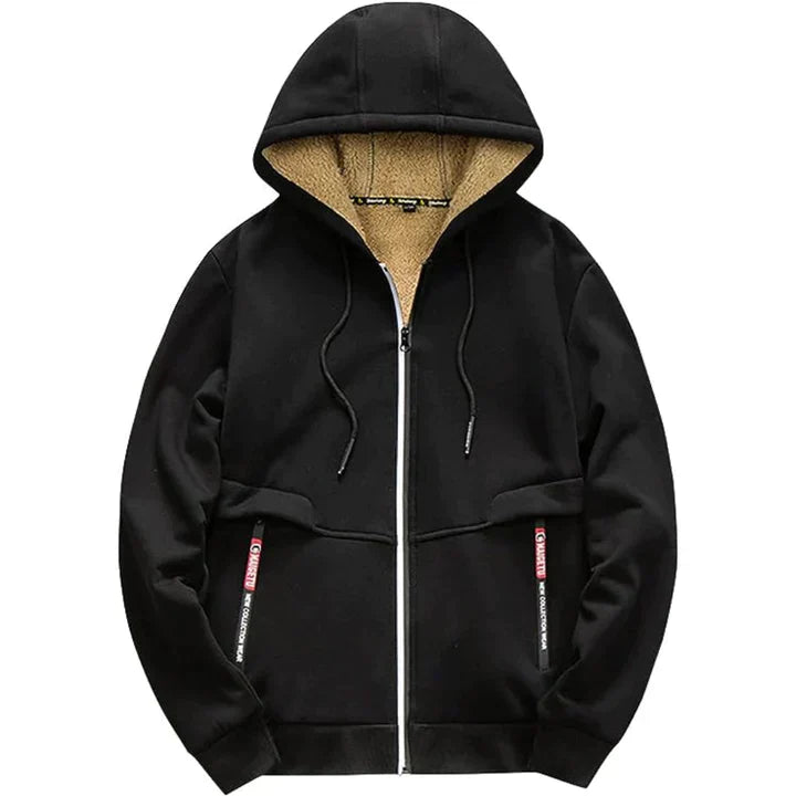 Praktische heren hoodie met rits, capuchon en regular fit, perfect voor buitenactiviteiten.
