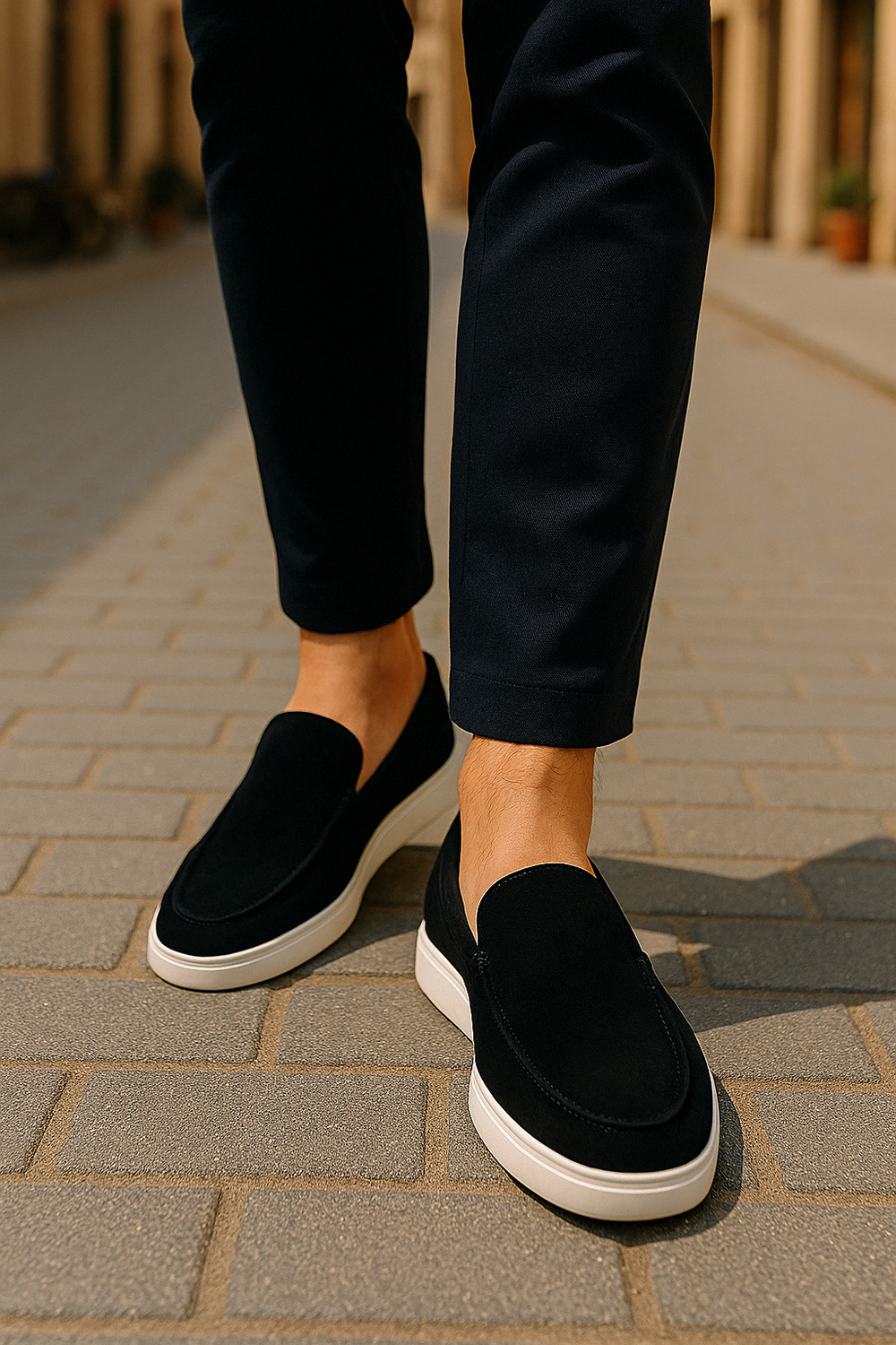 Klassieke blauwe heren loafers, perfect voor zomerse dagen en formele gelegenheden. Zeer stijlvol.