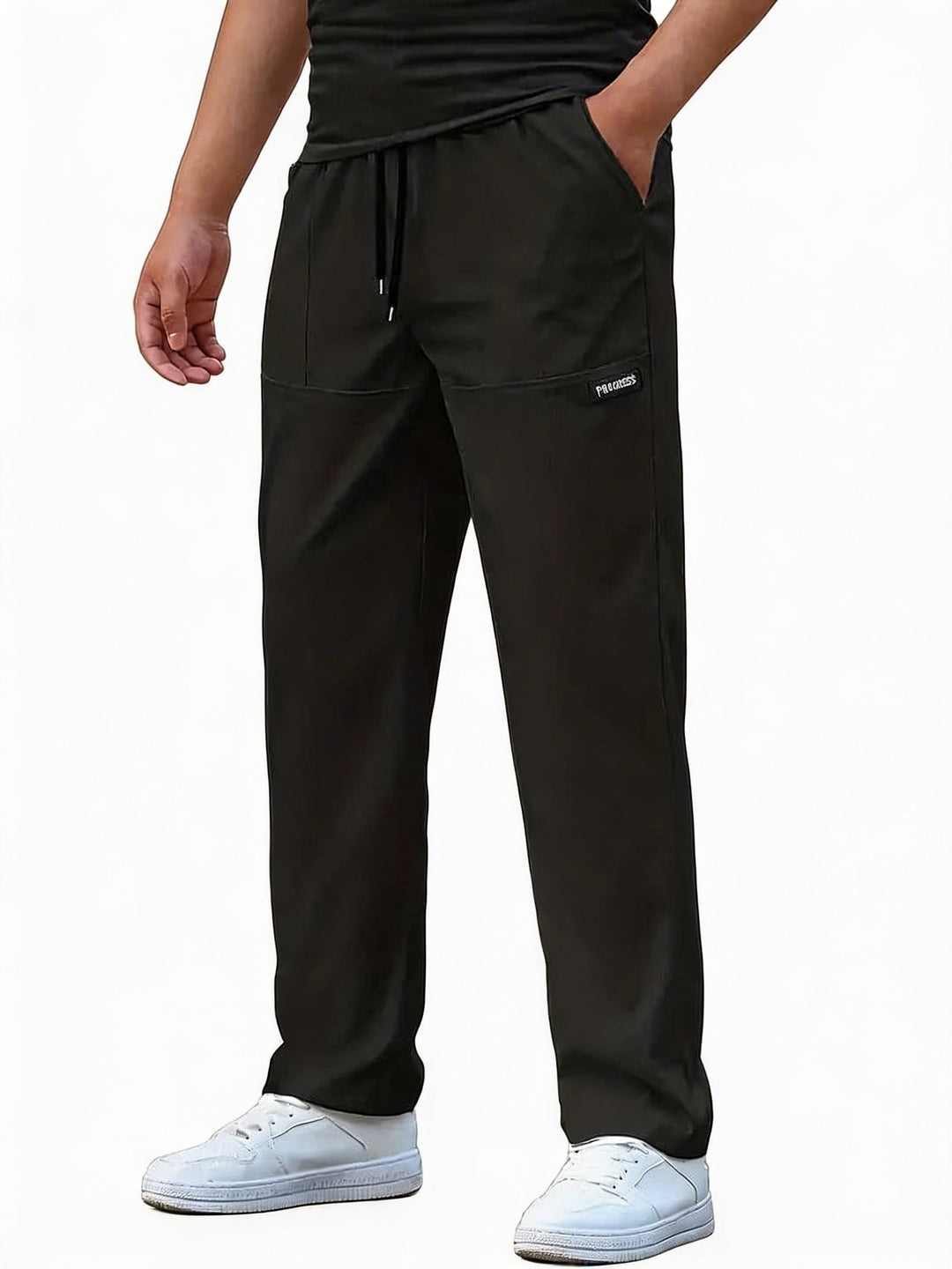 Heren joggingbroek grijs met elastische taille en trekkoord, ideaal voor comfortabele casual kleding of sport.