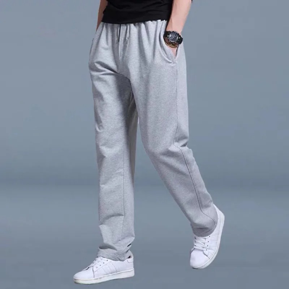 Stijlvolle heren loungebroek, wijde pijpen voor ultiem comfort, ideaal voor thuis of sport.