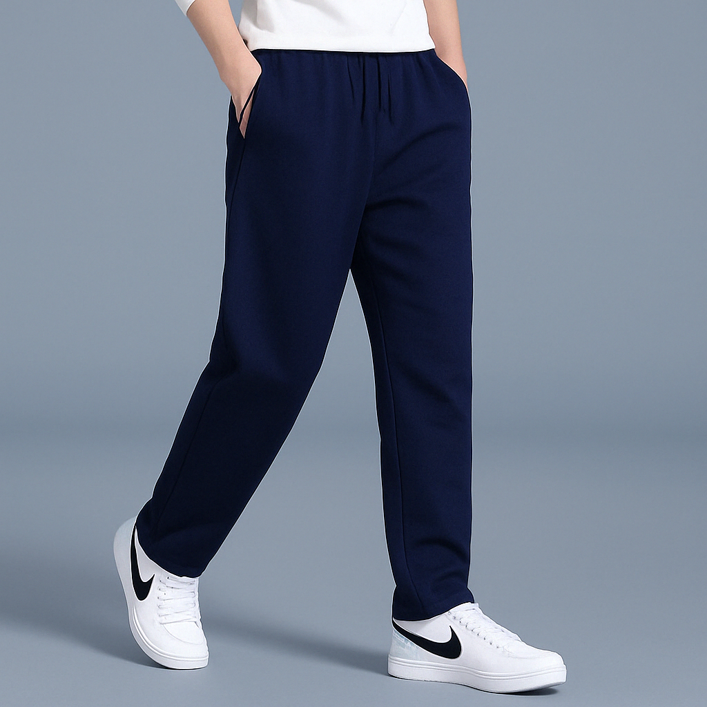Heren joggingbroek: comfortabel, wijde pijpen, katoenmix, ideaal voor lounge en casual outfits.
