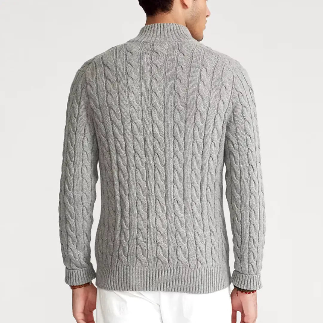Heren herfsttrui met lange mouwen en kabelpatroon, ideaal voor casual looks.