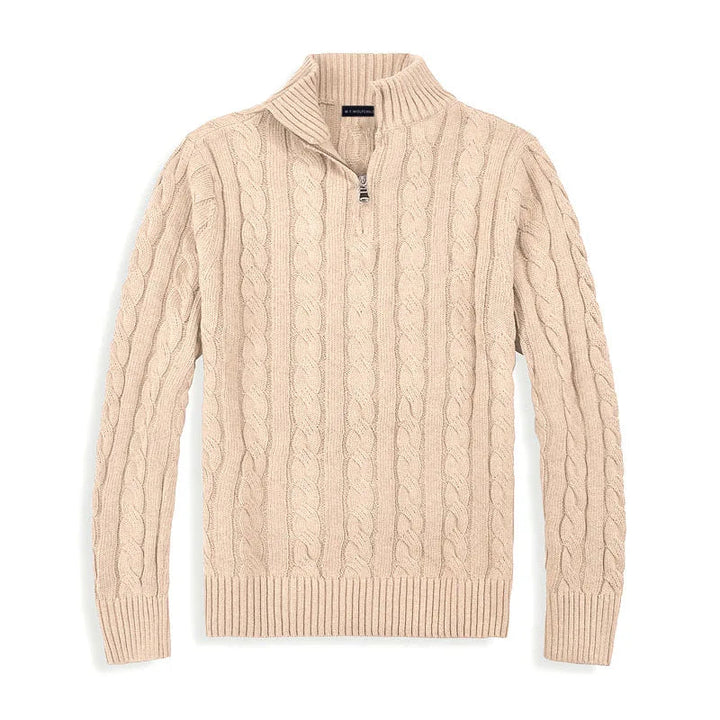 Moderne heren trui met halve rits, perfect te combineren voor een stijlvolle outfit.