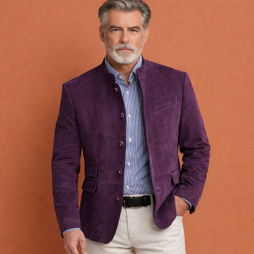 Elegante herenjas met opstaande kraag, geschikt voor herfst en winter. Tijdloze klassieke jas voor mannen.