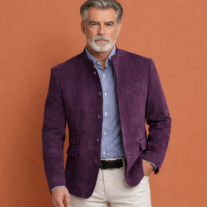 Elegante herenjas met opstaande kraag, geschikt voor herfst en winter. Tijdloze klassieke jas voor mannen.