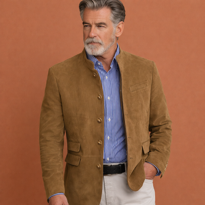 Comfortabele en stijlvolle herenjas, de perfecte opstaande kraag blazer voor elke gelegenheid.
