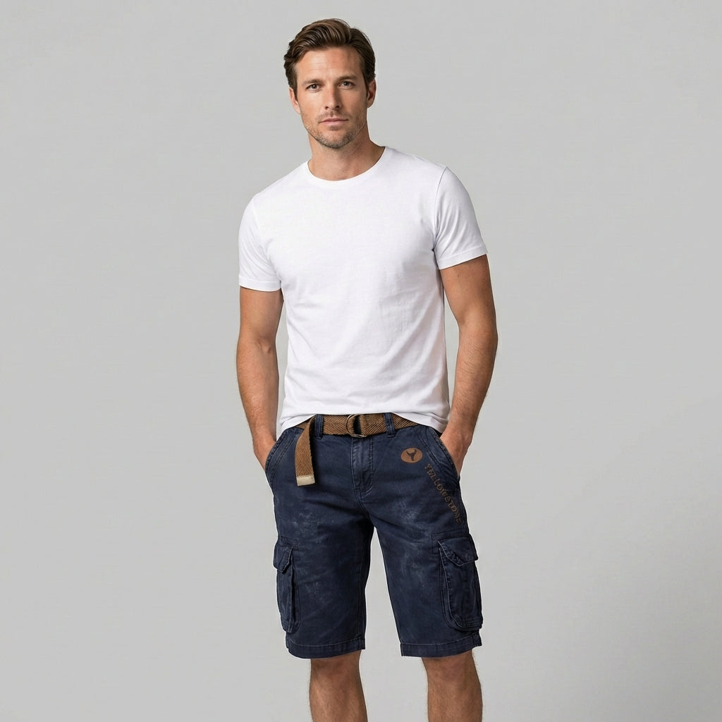 Heren korte cargo broek, ideaal voor zomerse dagen en casual outdoor avonturen. Comfortabel en praktisch.