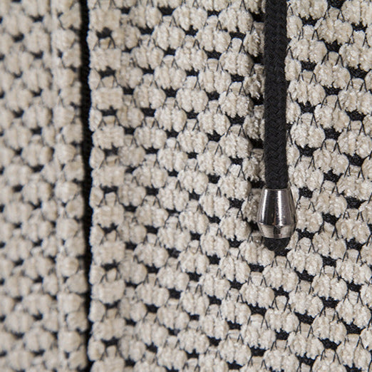 Stijlvolle heren lange jas, gebreid, met ritssluiting en capuchon. Moderne herfst/winterjas voor diverse outfits.