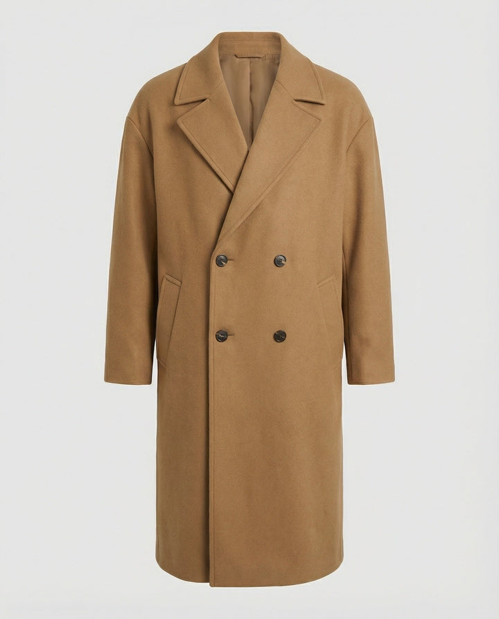 Stijlvolle en warme heren lange jas, perfect voor een elegante winterlook.