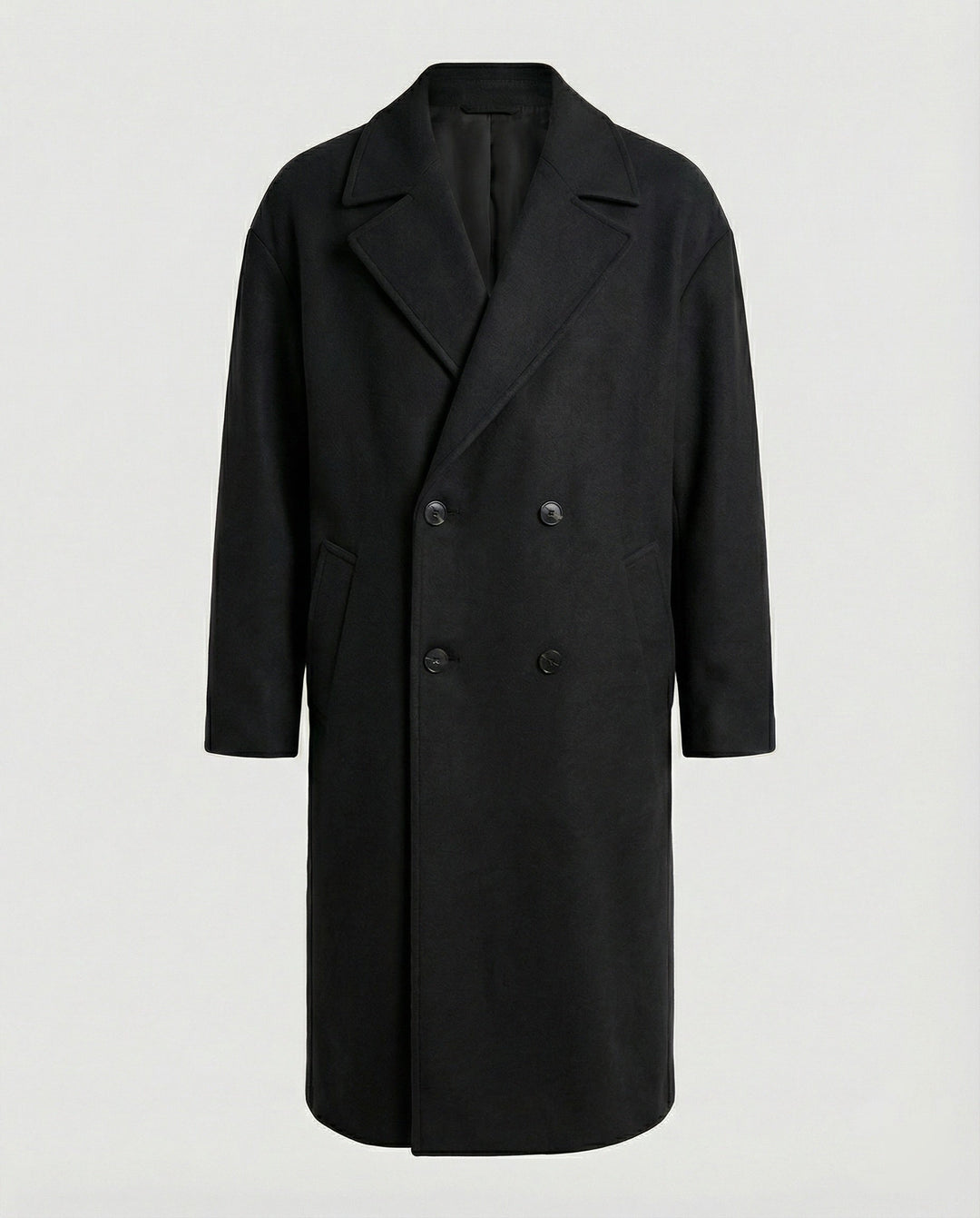Heren lange jas in koffie, zwart of groen; elegant, warm en recht model.