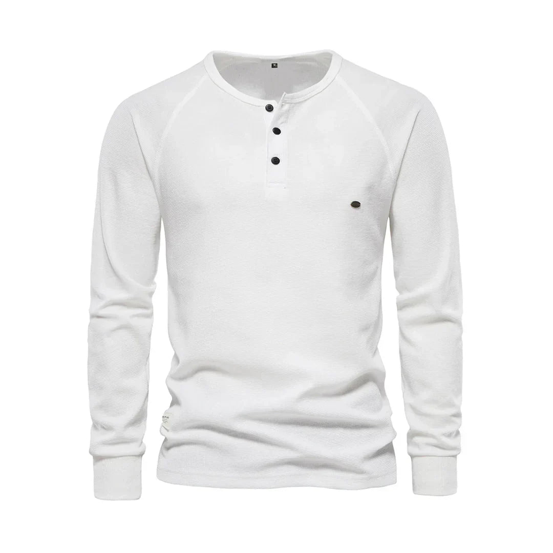 "Heren langemouwenshirt met ronde hals in navyblauw, stijlvol ontwerp, ademend materiaal, ideaal voor elke gelegenheid."