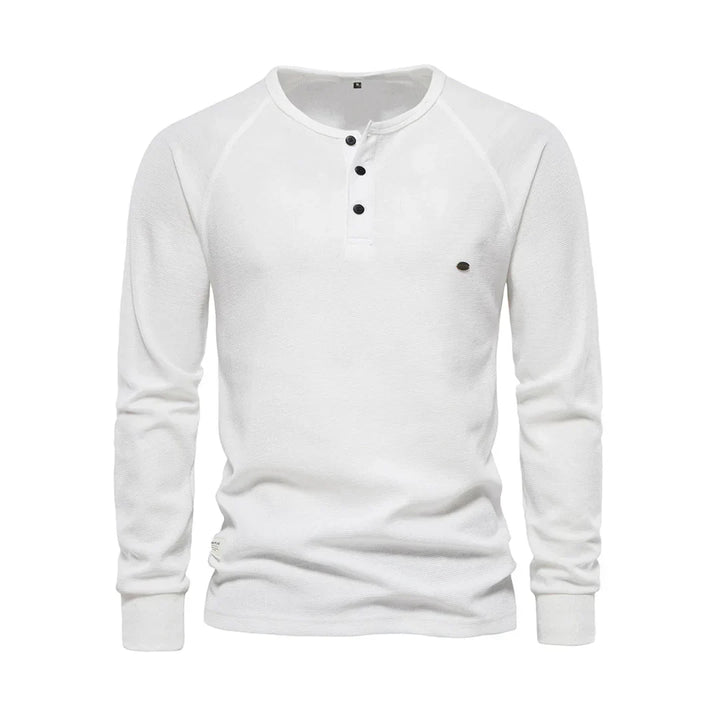 "Heren langemouwenshirt met ronde hals in navyblauw, stijlvol ontwerp, ademend materiaal, ideaal voor elke gelegenheid."