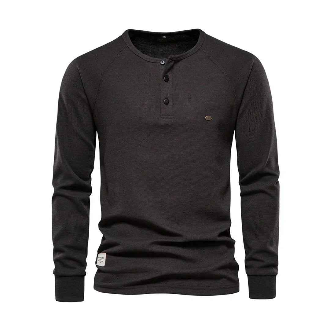 "Heren langemouwenshirt met ronde hals in navyblauw, stijlvol ontwerp, ademend materiaal, ideaal voor elke gelegenheid."