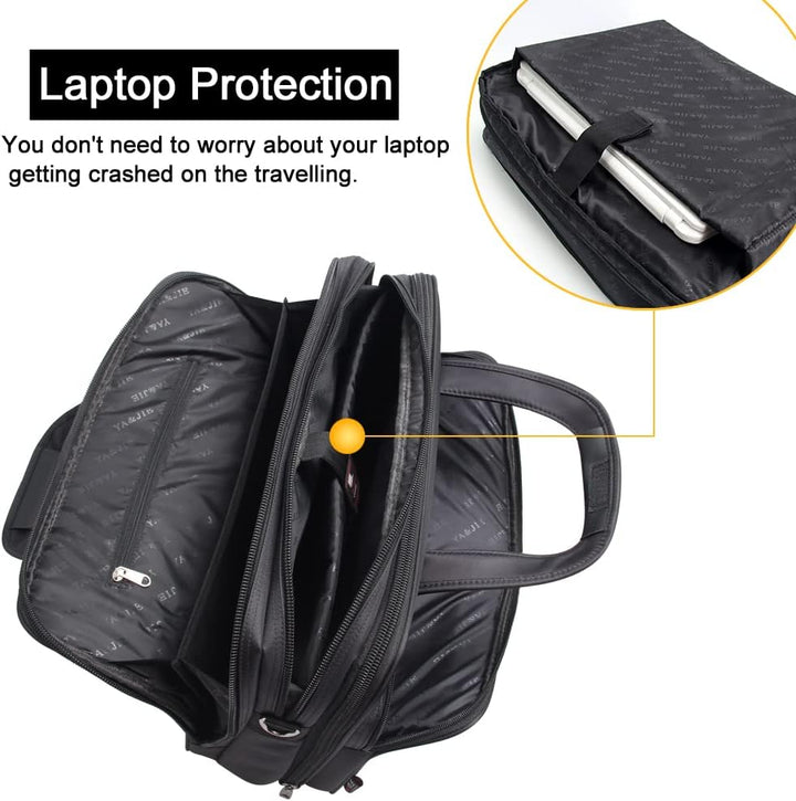 Zakelijke herentas met slimme organisatievakken voor laptop en professionele benodigdheden.