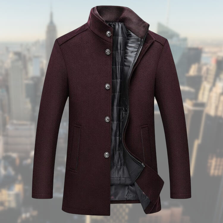 Klassieke blauwe heren mantel met gilet, perfect voor een elegante en stijlvolle uitstraling. Comfortabele overjas.