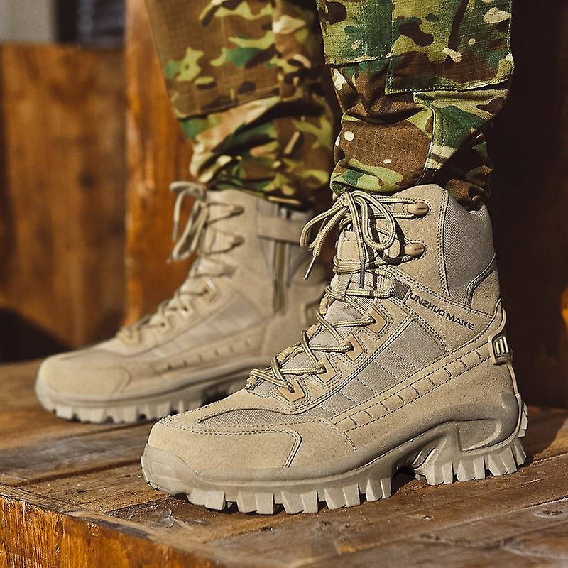 Heren militaire waterdichte laarzen, stevig en outdoorproof, met goede grip.