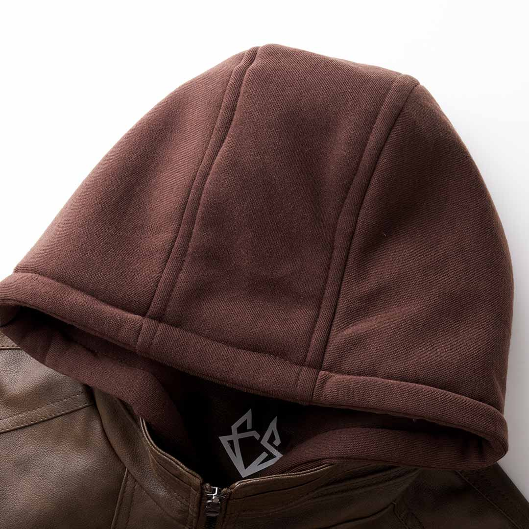 Heren motorjack in retro-stijl met capuchon en rits. Een stoere, casual keuze voor de moderne man.