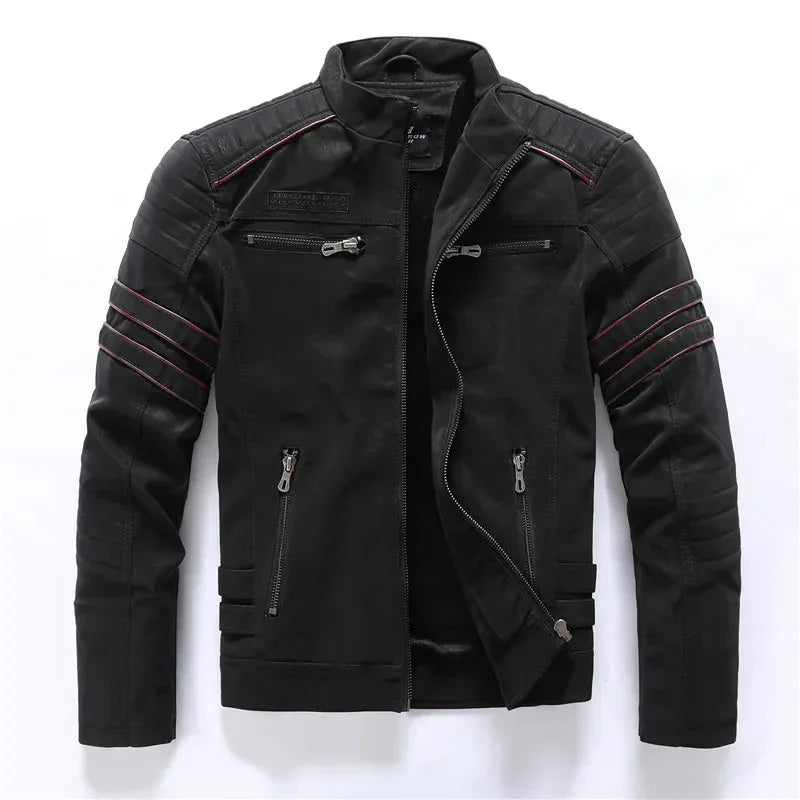 Herenjack in vintage look, casual en veelzijdig. Deze motorjas met opstaande kraag is een must-have voor winterkleding.