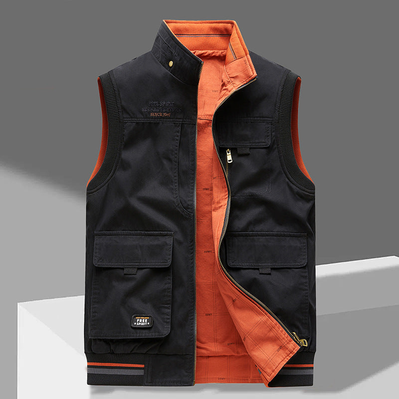 Praktisch heren reversible utility vest, ideaal voor diverse looks; comfortabel en mouwloos voor outdoor en casual gebruik.