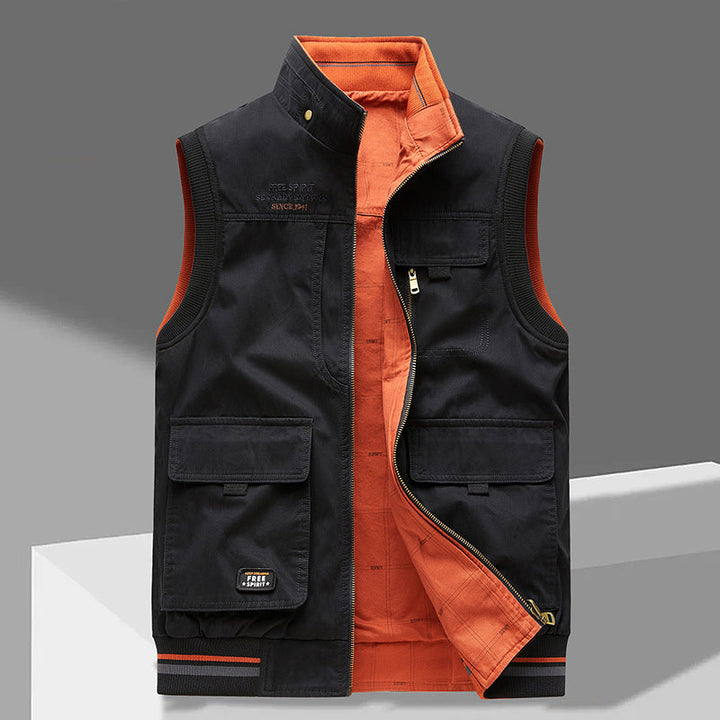 Praktisch heren reversible utility vest, ideaal voor diverse looks; comfortabel en mouwloos voor outdoor en casual gebruik.