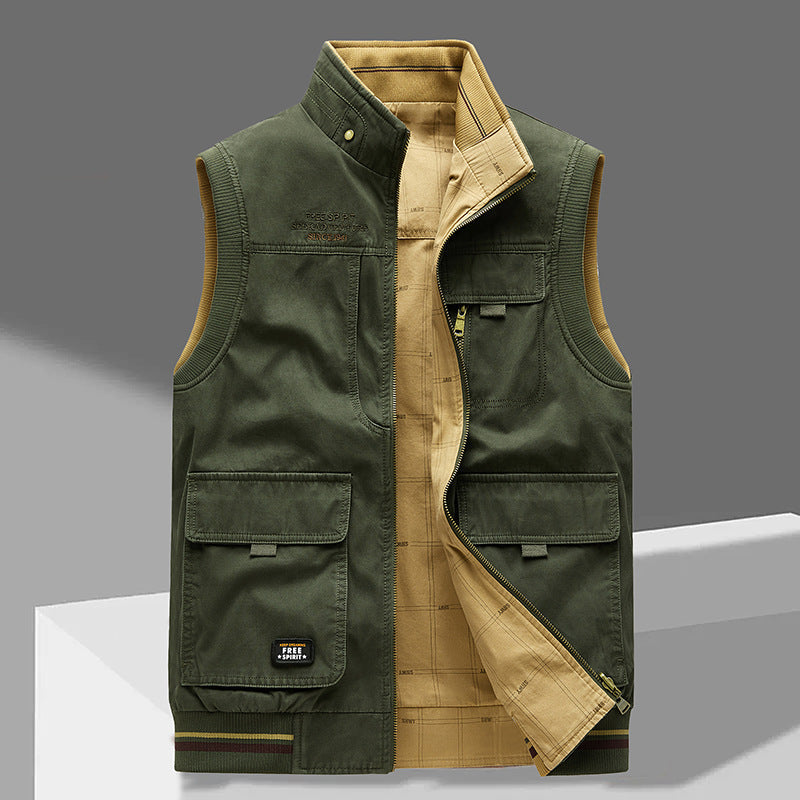 Casual heren utility vest, comfortabel en omkeerbaar voor lente, zomer & herfst; trendy met diverse praktische zakken.