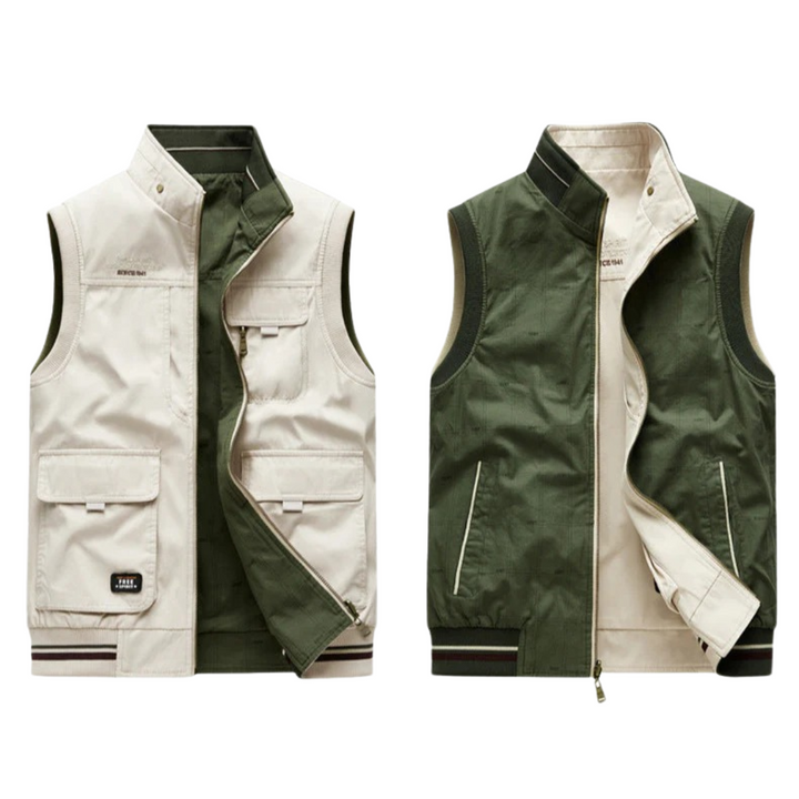 Robuust heren utility vest, ideaal voor outdoor activiteiten; reversible design met handige zakken voor al je essentials.