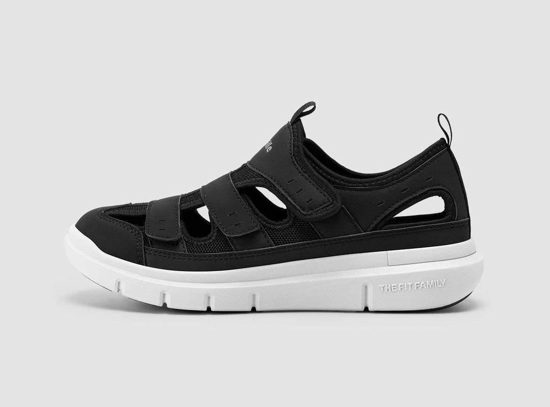Heren orthopedische sneaker Jens, zwart. Biedt comfort, ondersteuning, ideaal voor brede voeten en hielspoor.