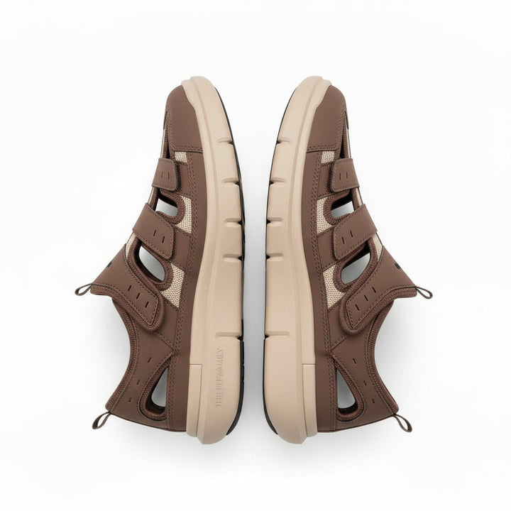 Beige heren sneaker Jens, orthopedisch ontwerp met ondersteuning voor brede voeten, hielspoor en platte voeten.