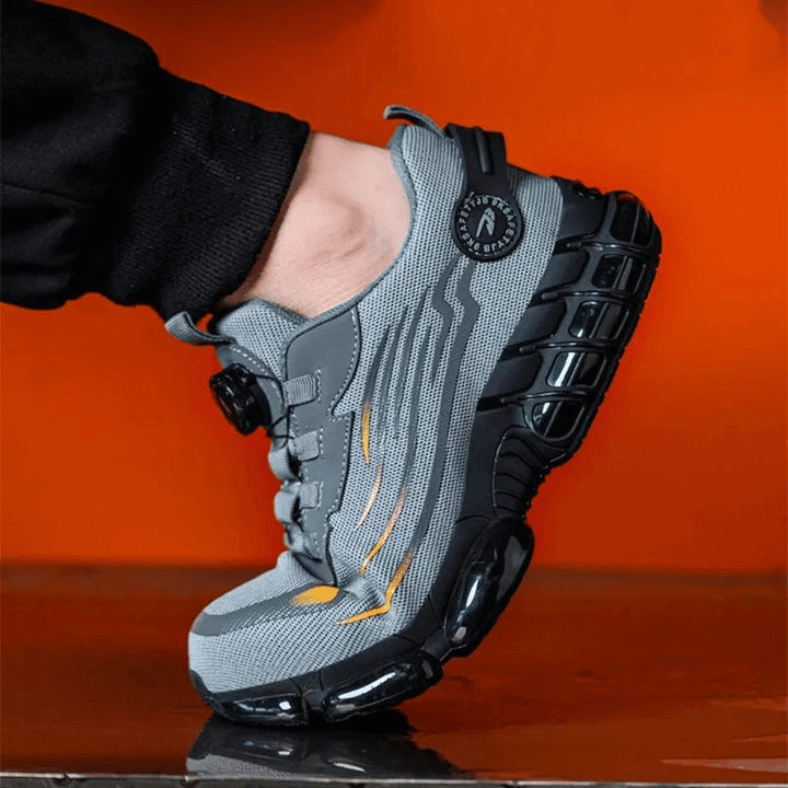 Heren orthopedische veiligheidsschoenen Orion, gedragen, comfortabel en beschermend voor actieve professionals.
