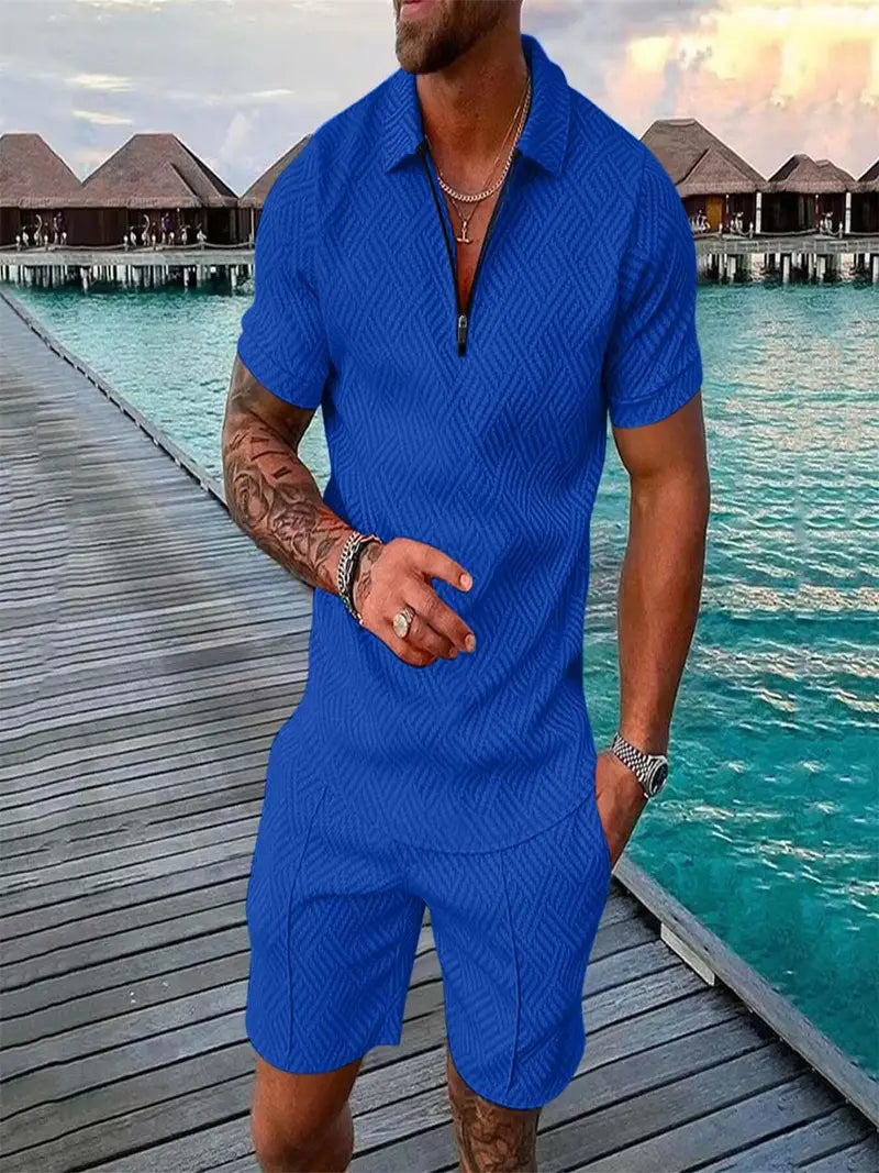 Elegante herenset met losse pasvorm, ideaal voor comfort en een moderne, moeiteloze stijl.