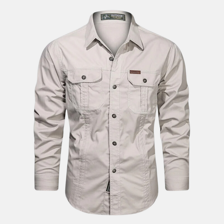 Heren overhemd met lange mouwen en borstzakken, perfect voor een veelzijdige casual of zakelijk-casual look.