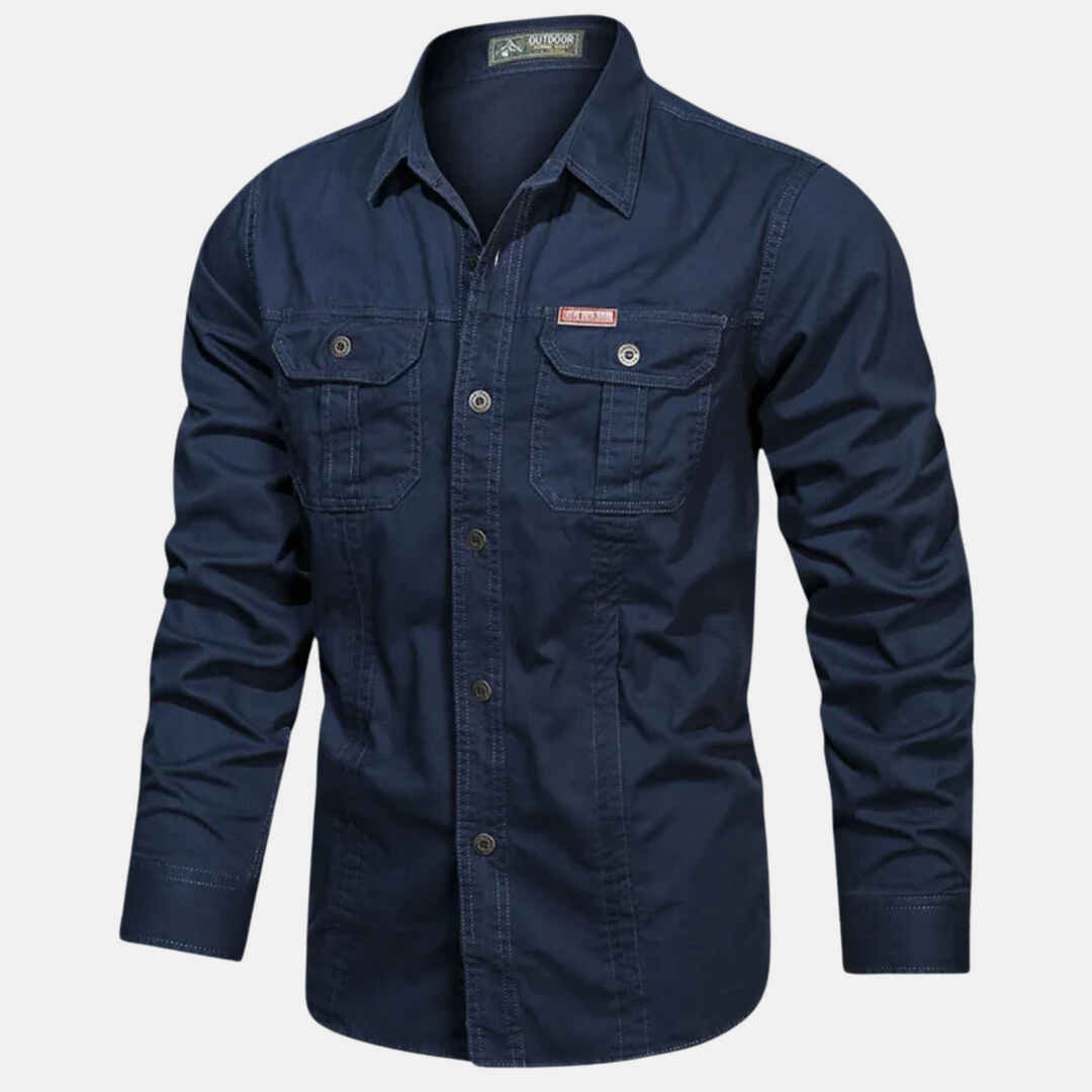 Heren overhemd met lange mouwen en borstzakken voor de perfecte lente of herfst casual en comfortabele stijl.