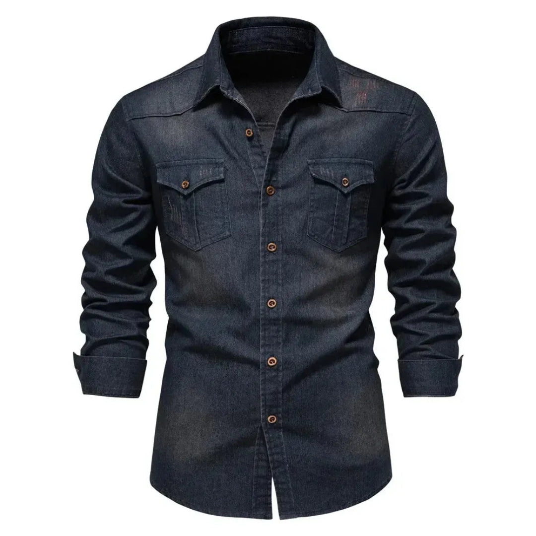 Heren overhemd met lange mouwen en knoopsluiting. Veelzijdige mannenmode voor casual en formele gelegenheden.