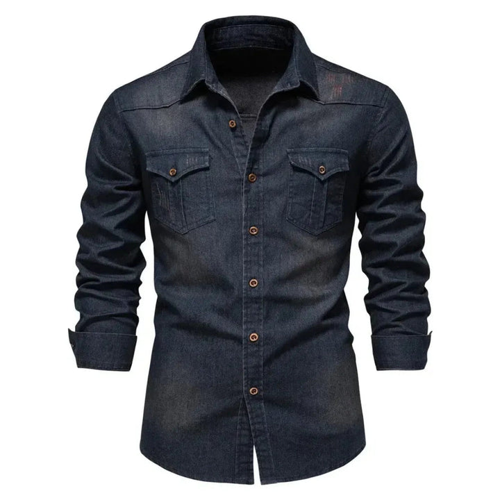 Heren overhemd met lange mouwen en knoopsluiting. Veelzijdige mannenmode voor casual en formele gelegenheden.