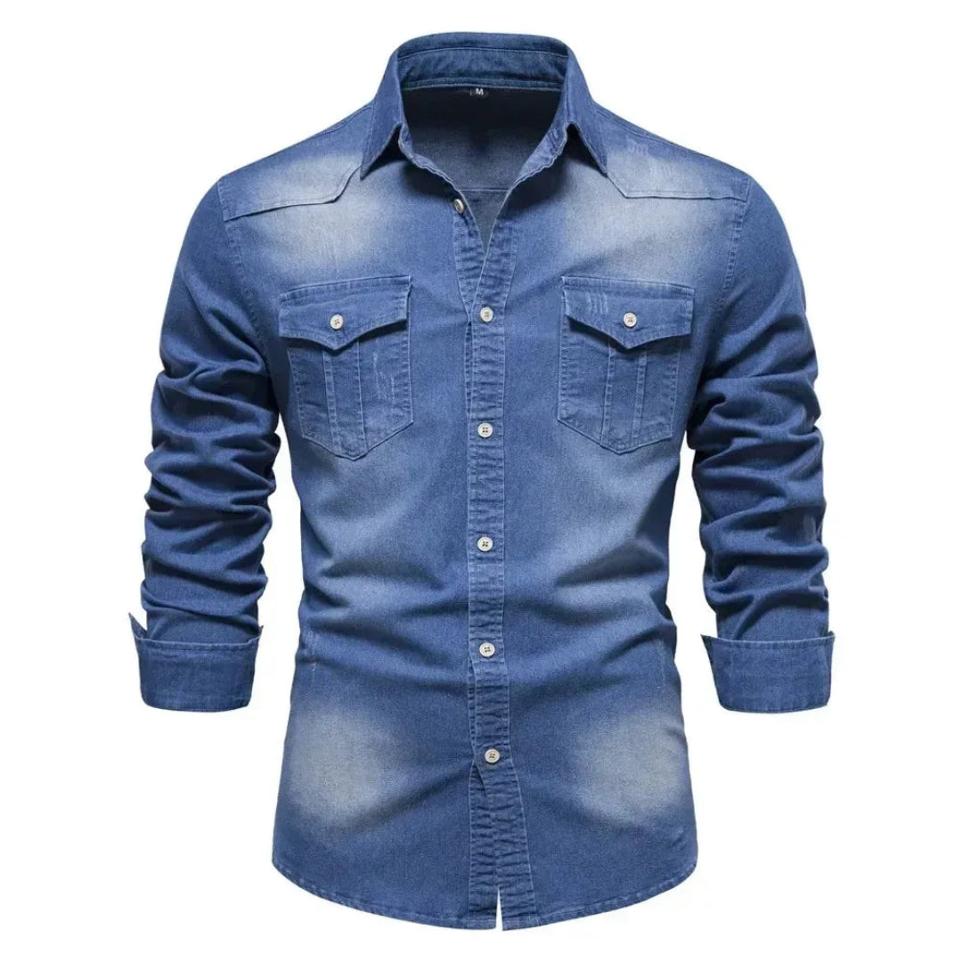 Lente/herfst heren overhemd met lange mouwen. Comfortabele en robuuste blouse, onmisbaar in elke garderobe.