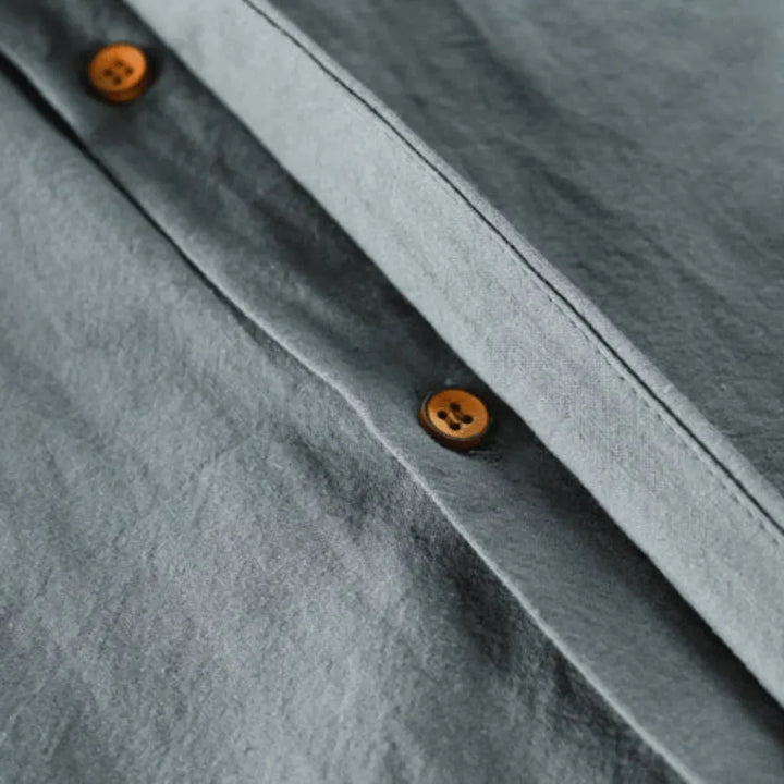 Heren overhemd met lange mouw, staande kraag, regular fit. Perfect voor moderne casual chic herenmode.