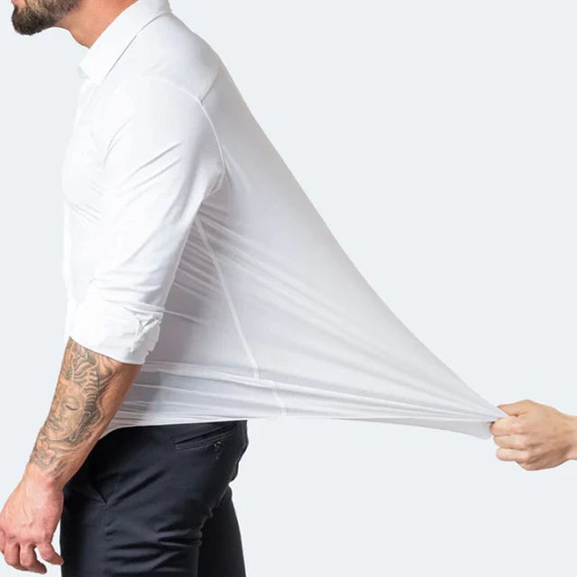 Stijlvol heren overhemd met lange mouwen, perfect voor een formele of semi-formele outfit.