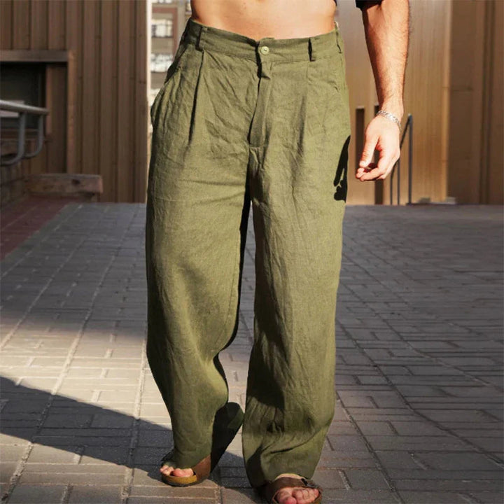 Luchtige heren zomer pantalon met wijde pijpen, ademend en comfortabel, essentieel voor warme dagen.