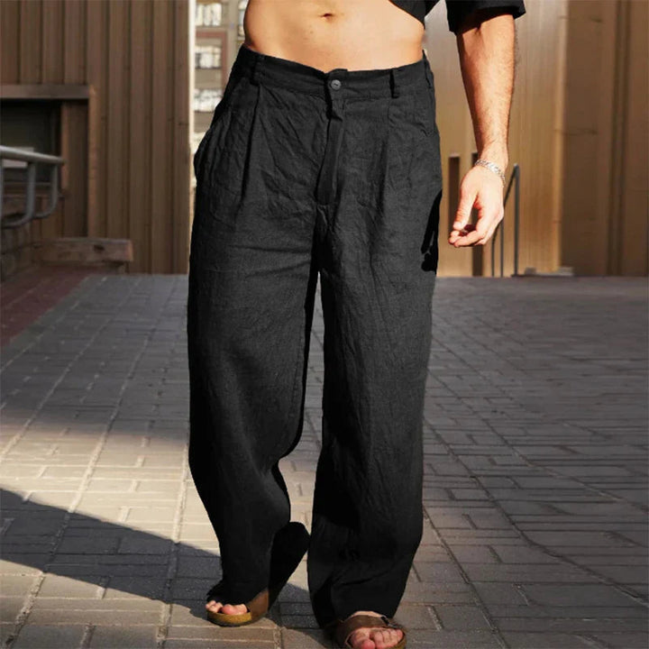 Moderne heren pantalon met wijde pijpen, perfect als comfortabele casual broek voor stijlvolle looks.