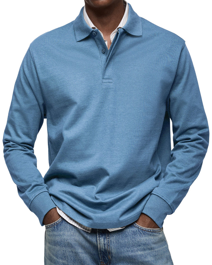 Zachte casual heren polo met lange mouwen, ideaal voor dagelijks gebruik en winterkleding.