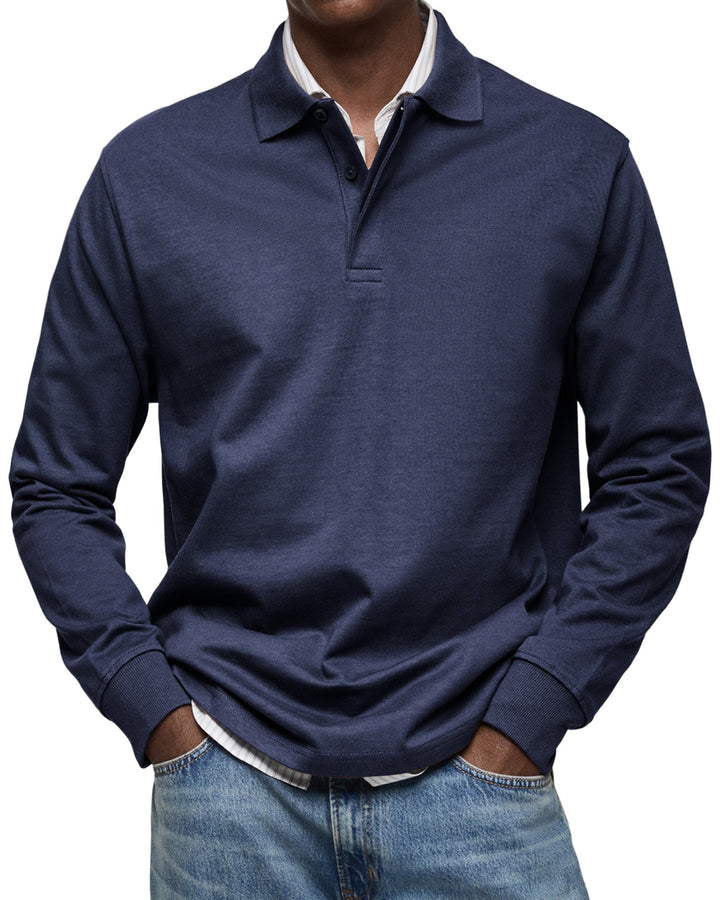 Stijlvolle heren polo met lange mouwen, perfect voor een casual doch nette look. Comfortabele basic.