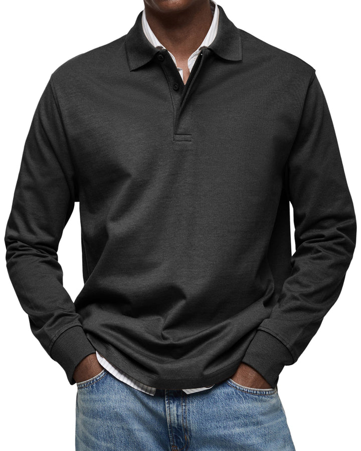 Comfortabele heren polo met lange mouwen, warme winterkleding en casual herenmode voor mannen.