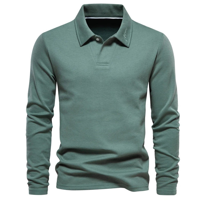 Klassiek heren poloshirt met lange mouwen, geschikt voor lente en herfst smart casual gelegenheden.
