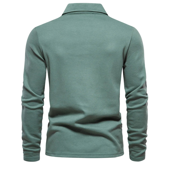 Stijlvol heren poloshirt met lange mouwen en klassieke polokraag, comfortabele bovenkleding voor dagelijks gebruik.