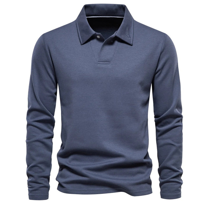 Mannenmode: tijdloos poloshirt met lange mouwen en klassieke kraag, essentieel voor je casual garderobe.