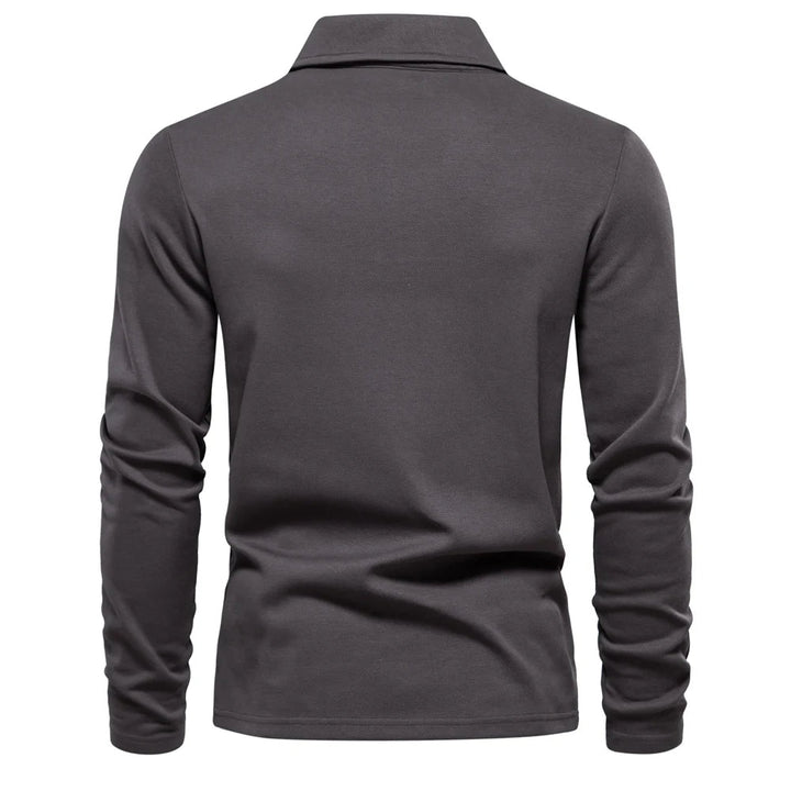 Elegant heren poloshirt lange mouwen met klassieke kraag, comfortabele keuze voor de lente- en herfstgarderobe.