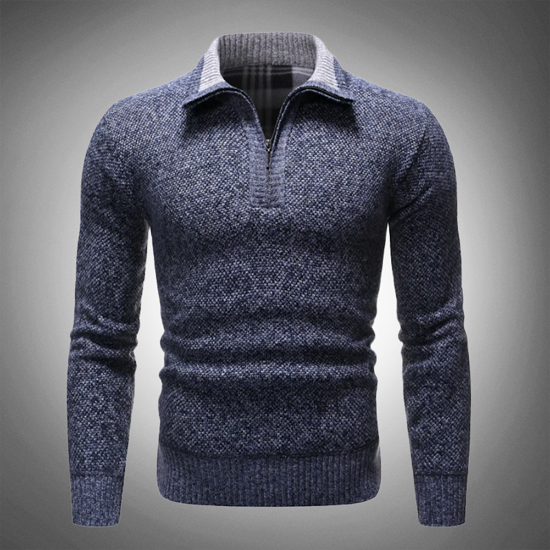 Stijlvolle heren sweater met lange mouwen en halfhoge kraag, ideaal voor een casual look.