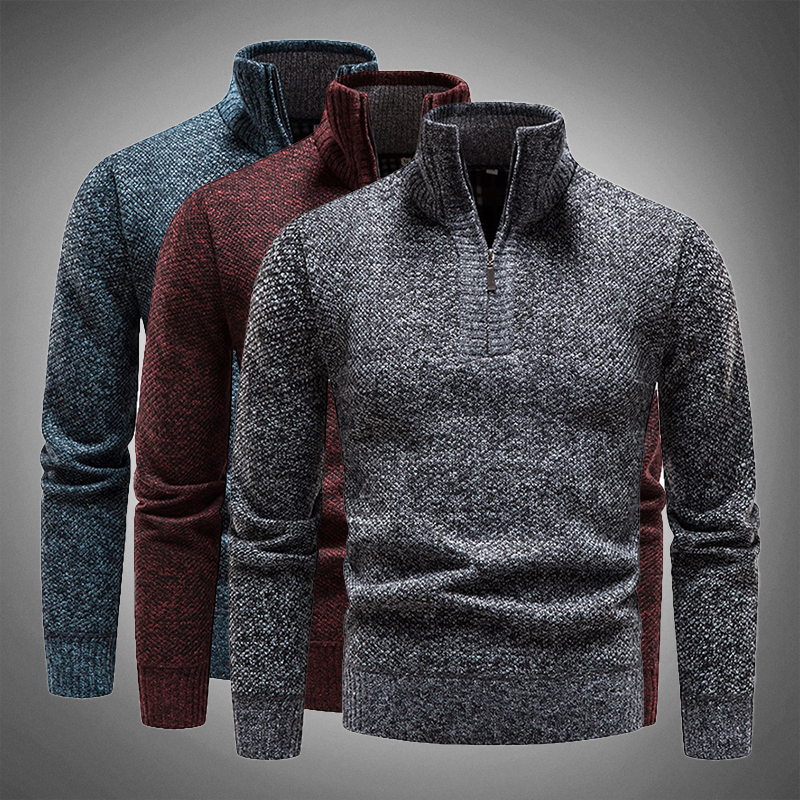 Casual heren pullover met halfhoge kraag, geschikt voor herfst, winter en lente.