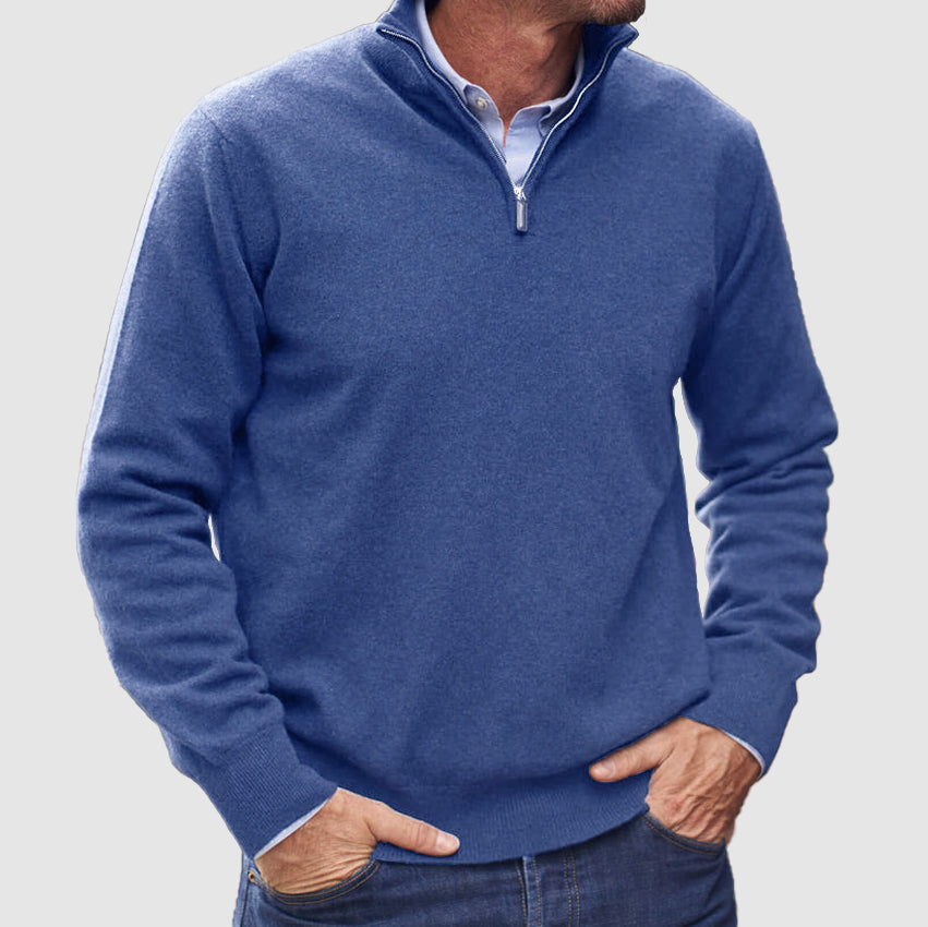 Heren pullover met halve rits, comfortabel en stijlvol voor elke dag. Essentiële herenkleding.