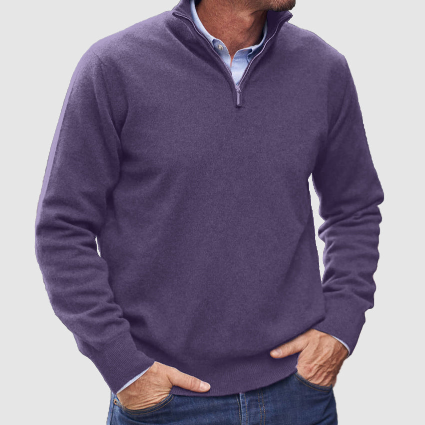 Casual heren trui met rits kraag, perfect voor een herfst of winter outfit. Veelzijdige stijl.